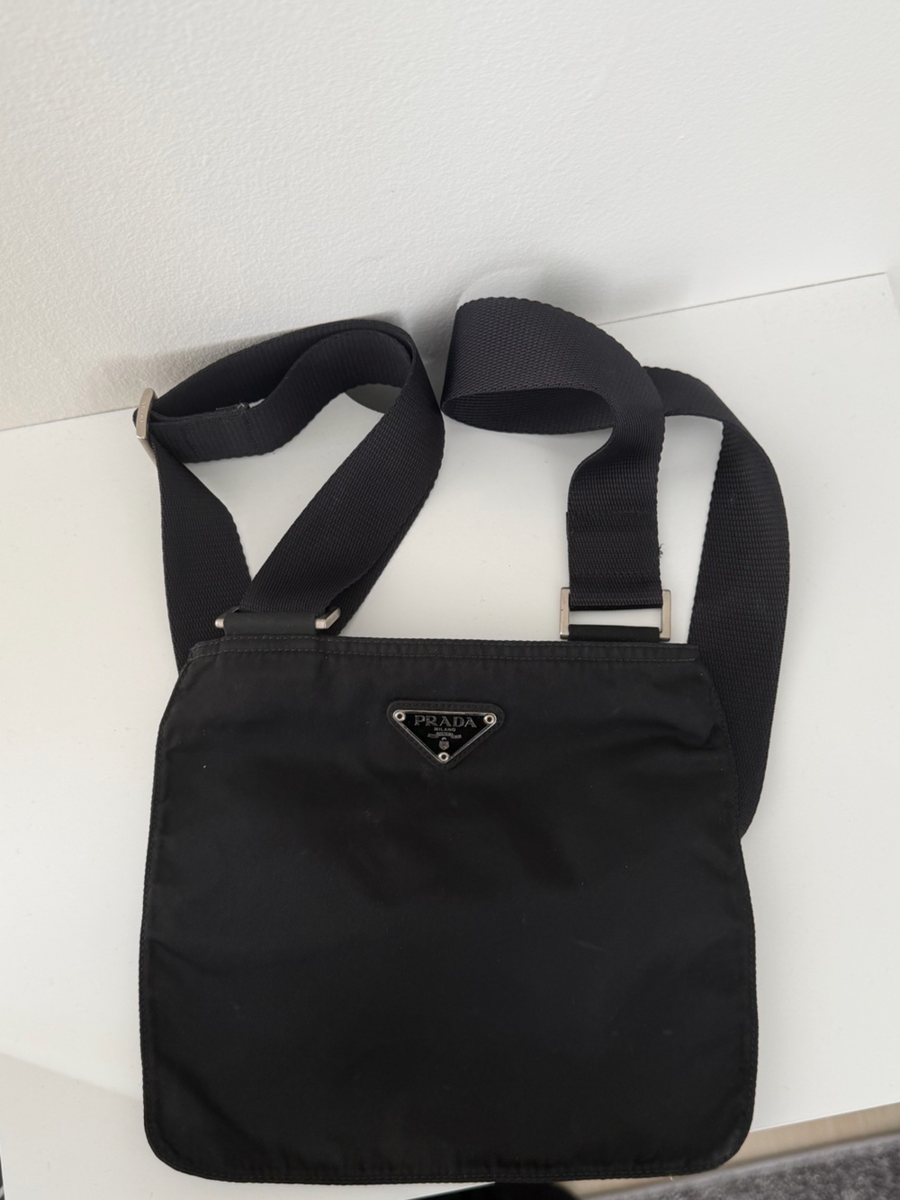 Vintage Prada Tessuto Nylon Crossbody Bag – Black